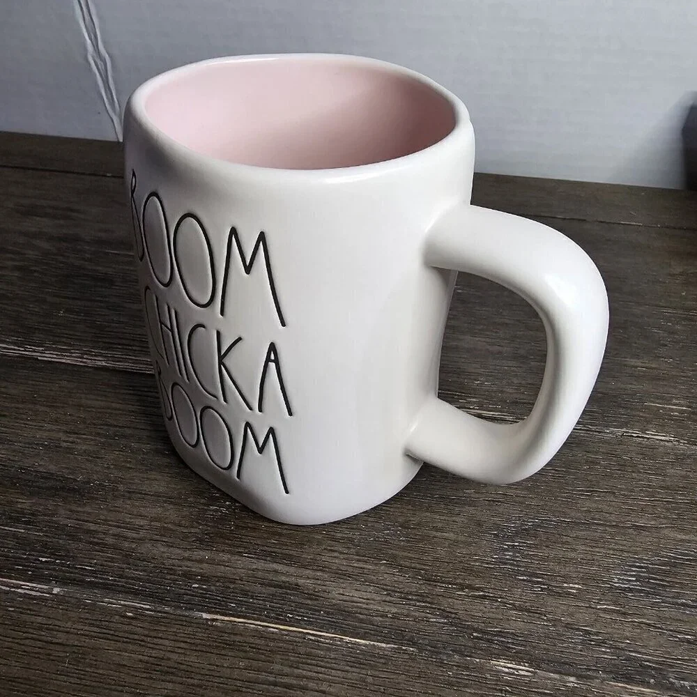 NWT Rae Dunn Artisan Boom Chicka Boom Easter Spring Mug 2021 Pink Interior
